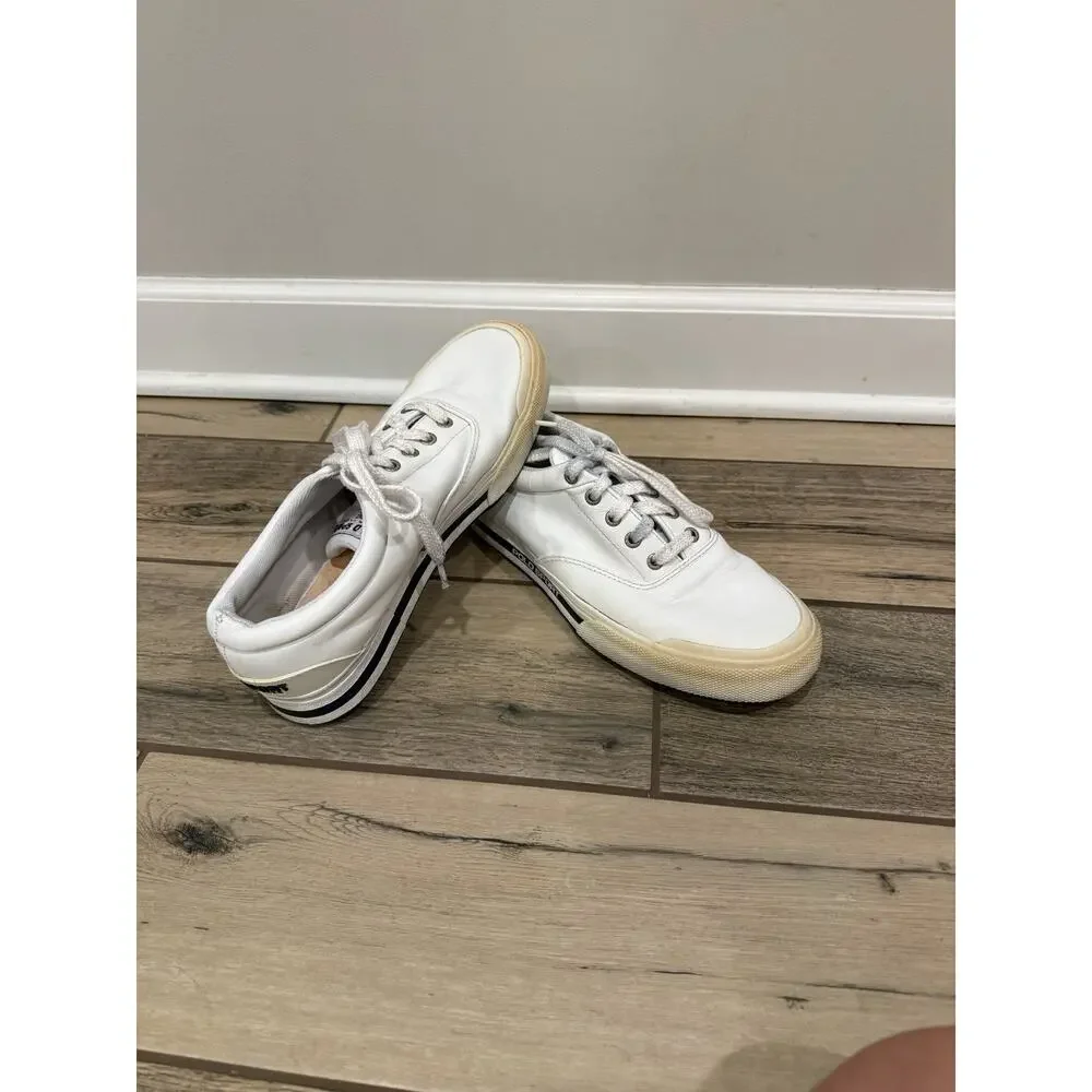 POLO SPORT RALPH LAUREN Low Sneaker Shoes Leather Mens Sz 9.5 White
